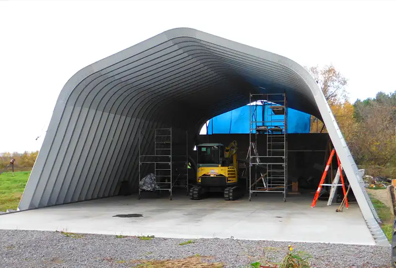 Arched metal storage building