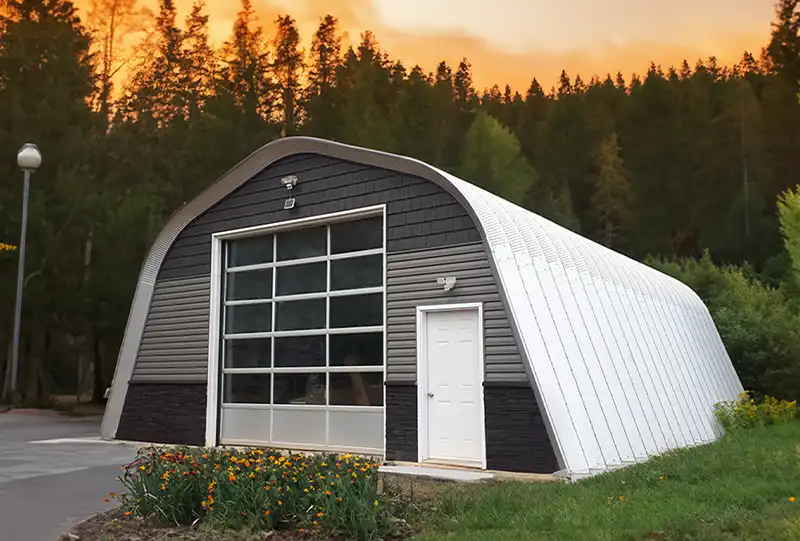 Arched metal garage